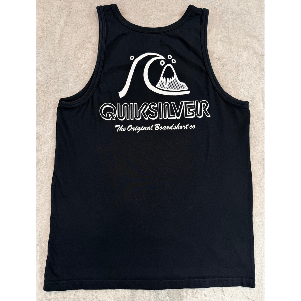 Quiksilver Mens Tank Top Black Graphic Surf Logo Small - Picture 1 of 9